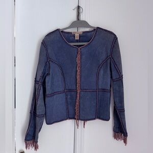 Suede Essentials Vintage Navy Blue Suede Women’s Jacket Size L